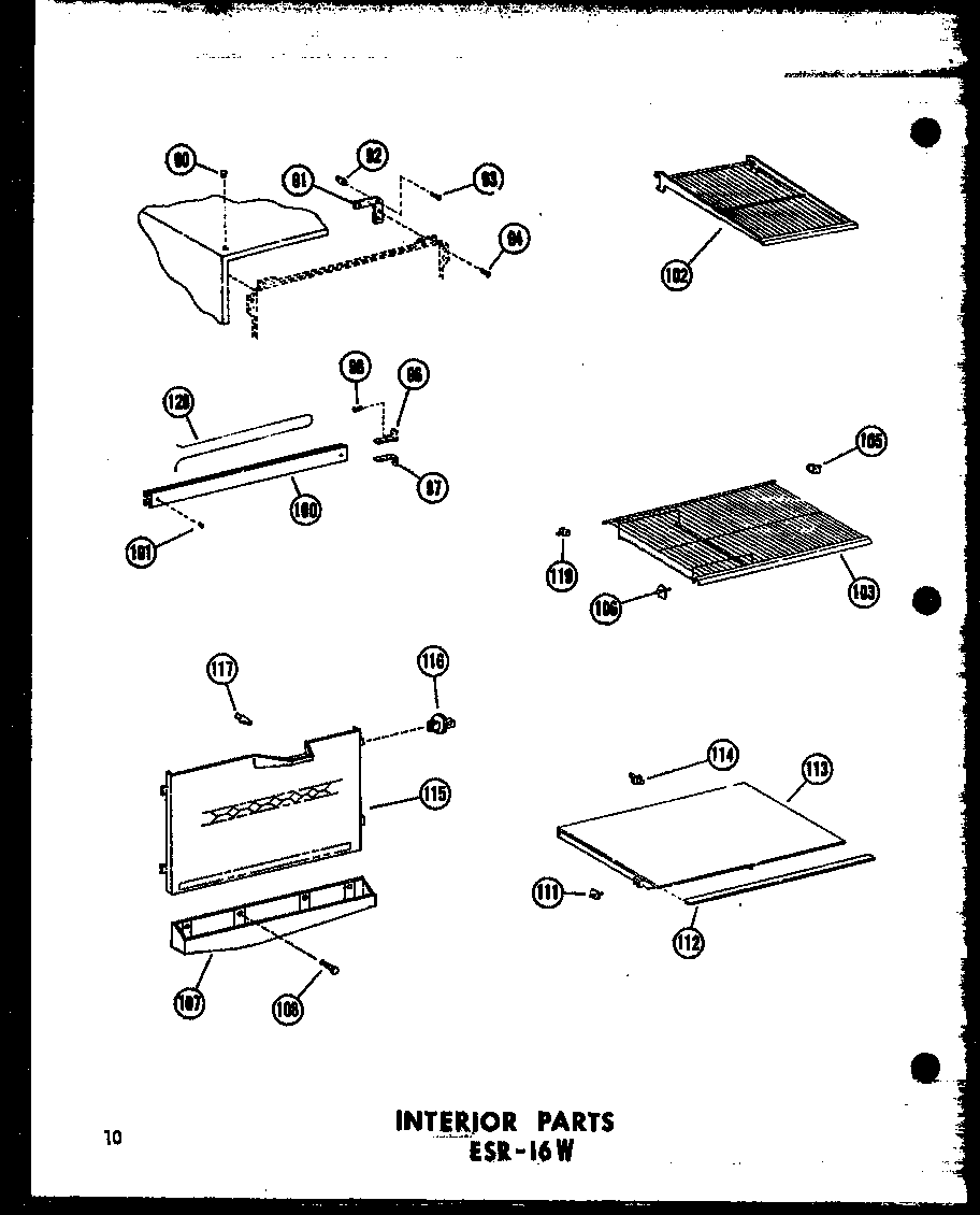 Interior parts esr-16w (esr-16w/p60303-22w) (esr-16w-c/p60303-22wc) (esr-16w-ag/p60303-22wg) (esr-16w-a/p60303-22wa) (esr-16w-ag/p60303-42wg) (esr-16w-c/p60303-42wc) (esr-16w-a/p60303-42wa) (esr-16w/p60303-42w)