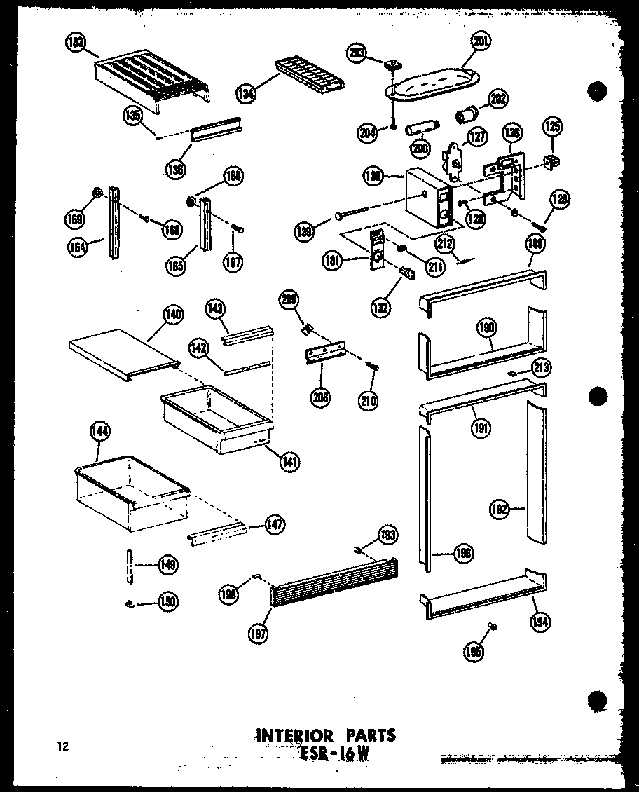 INTERIOR PARTS ESR-16W (ESR-16W/P60303-22W) (ESR-16W-C/P60303-22WC) (ESR-16W-AG/P60303-22WG) (ESR-16W-A/P60303-22WA) (ESR-16W-AG/P60303-42WG) (ESR-16W-C/P60303-42WC) (ESR-16W-A/P60303-42WA) (ESR-16W/P60303-42W)