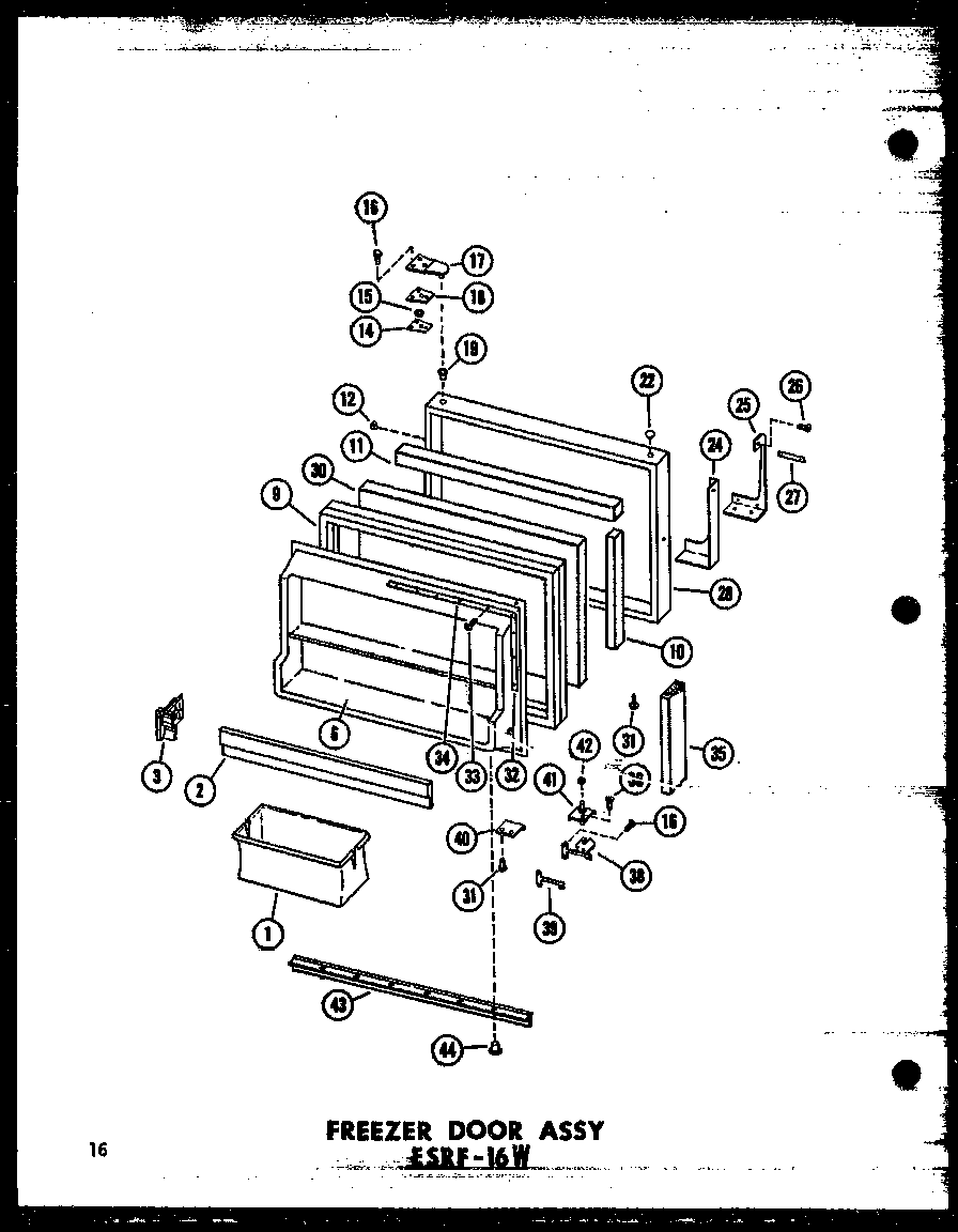 FREEZER DOOR ASSY ESRF-16W (ESRF-16W/P60303-23W) (ESRF-16W-C/P60303-23WC) (ESRF-16W-AG/P60303-23WG) (ESRF-16W-A/P60303-23WA)