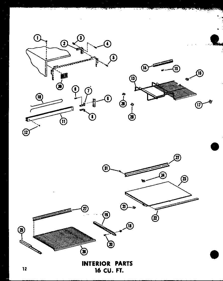 INTERIOR PARTS 16 CU. FT. (TR16B-C/P73500-3WC) (TR16B-A/P73500-3WA) (TR16B-G/P73500-3WG) (TR16B/P73500-3W) (TR16B-L/P73500-3WL)