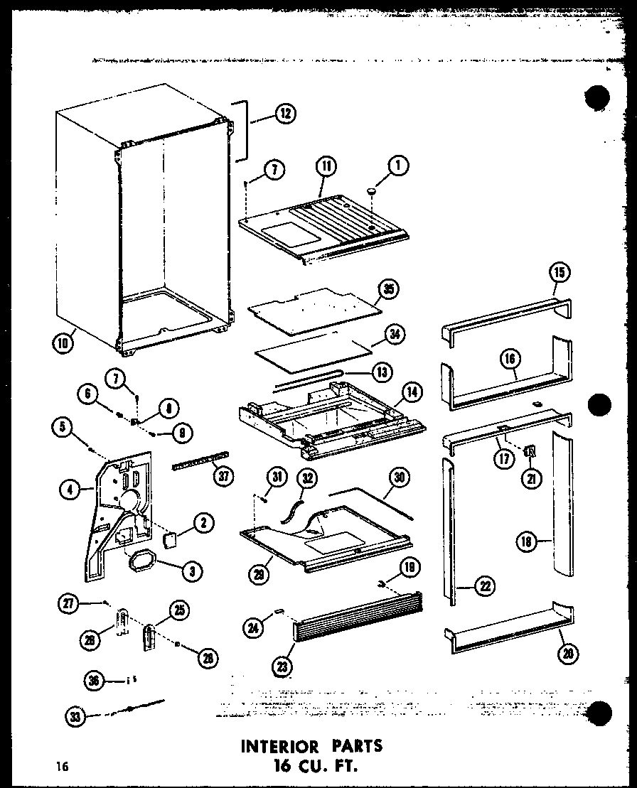 INTERIOR PARTS 16 CU. FT. (TR16B-C/P73500-3WC) (TR16B-A/P73500-3WA) (TR16B-G/P73500-3WG) (TR16B/P73500-3W) (TR16B-L/P73500-3WL)