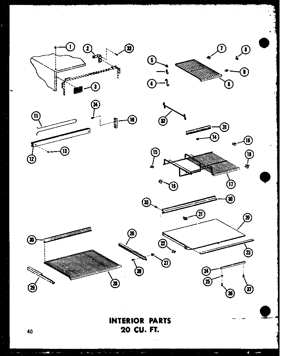 INTERIOR PARTS 20 CU. FT. (TR20B-C/P73500-8WC) (TR20B-A/P73500-8WA) (TR20B-G/P73500-8WG) (TR20B/P73500-8W) (TR20B-L/P73500-8WL)