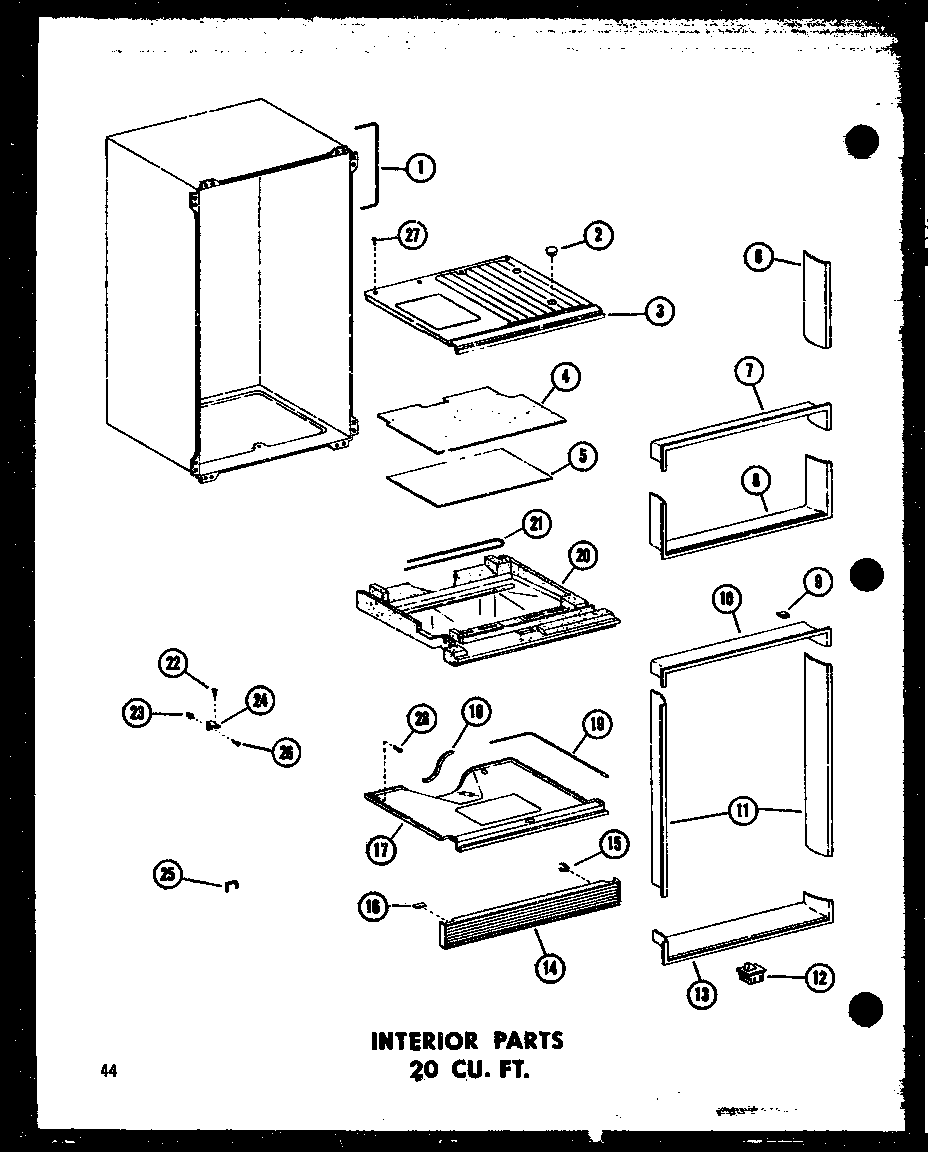 INTERIOR PARTS 20 CU. FT. (TR20B-C/P73500-8WC) (TR20B-A/P73500-8WA) (TR20B-G/P73500-8WG) (TR20B/P73500-8W) (TR20B-L/P73500-8WL)