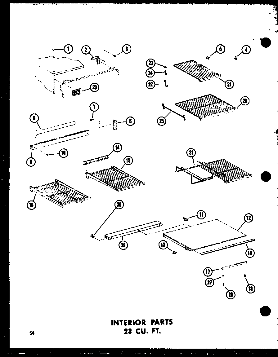 INTERIOR PARTS 23 CU. FT. (TD23B-C/P73500-9WC) (TD23B/P73500-9W) (TD23B-A/P73500-9WA) (TD23B-L/P73500-9WL) (TD23B-G/P73500-9WG)