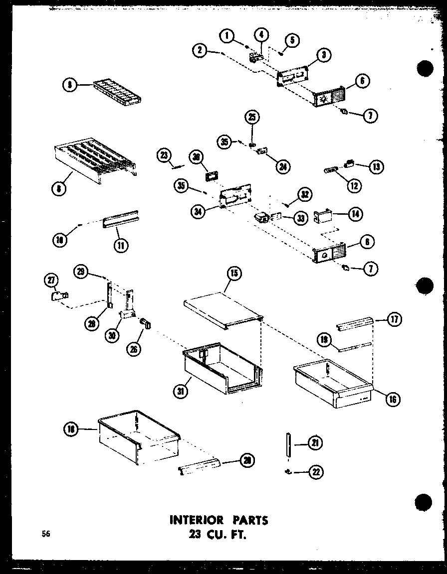 INTERIOR PARTS 23 CU. FT. (TD23B-C/P73500-9WC) (TD23B/P73500-9W) (TD23B-A/P73500-9WA) (TD23B-L/P73500-9WL) (TD23B-G/P73500-9WG)