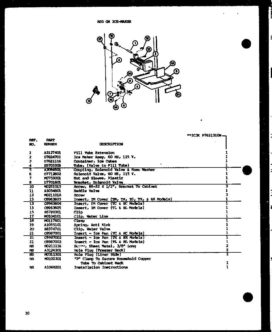 ADD ON ICE-MAKER (IC3K/P7621310W)