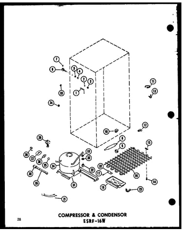 Compressor & condensor (esrfc316b-g/p73500-2wg) (esrfc316b-a/p73500-2wa) (esrfc316b-c/p73500-2wc) (esrfc316b-l/p73500-2wl) (esrfc316b/p73500-2w)