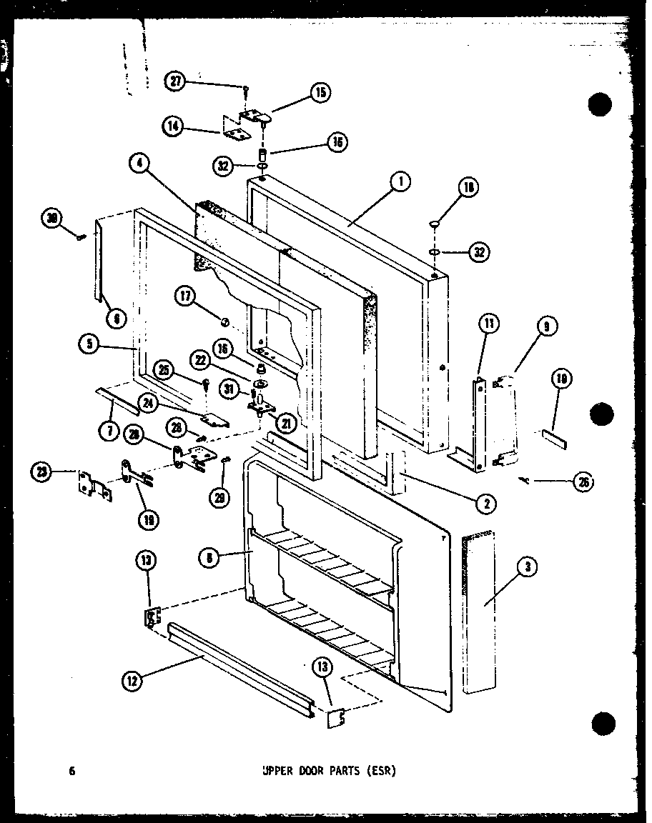 UPPER DOOR PARTS (ESR) (ESR16D/P73953-15W) (ESR14D/P73953-16W) (ESR12D/P73953-17W) (ESR512D/P73953-18W)