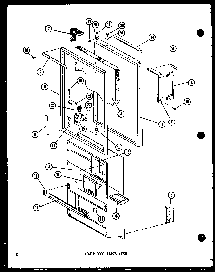 LOWER DOOR PARTS (ESR) (ESR16D/P73953-15W) (ESR14D/P73953-16W) (ESR12D/P73953-17W) (ESR512D/P73953-18W)