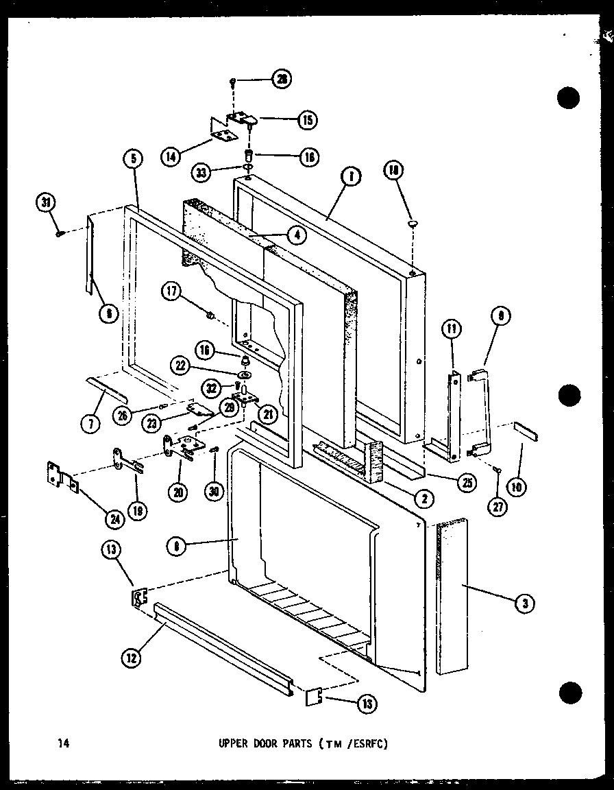 UPPER DOOR PARTS (TM/ESRFC) (ESRFC514D/P73953-11W) (ESRFC516D/P73953-12W) (ESRFC16D/P73953-13W) (ESRFC14D/P73953-14W) (TM14D/P73953-21W) (TM16D/P73953-22W)