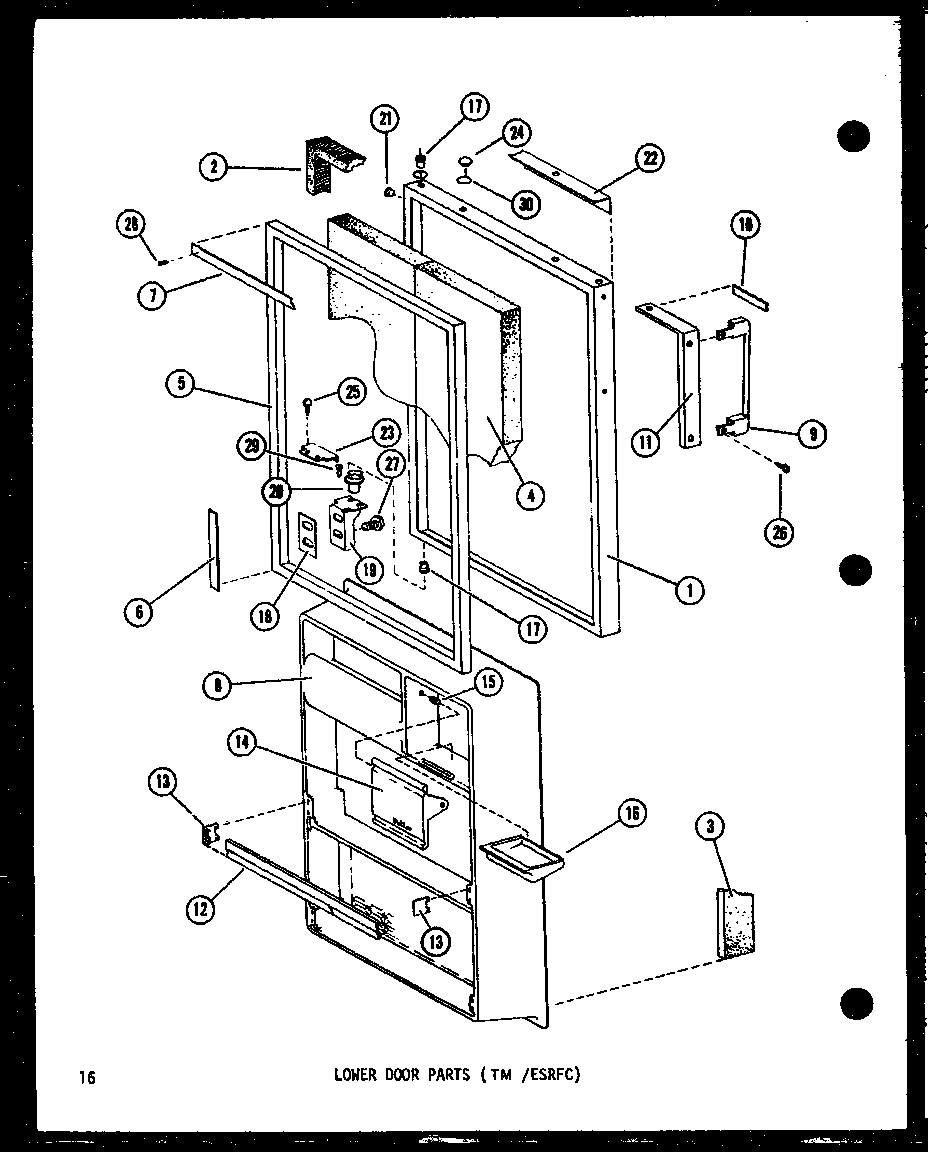 LOWER DOOR PARTS (TM/ESRFC) (ESRFC514D/P73953-11W) (ESRFC516D/P73953-12W) (ESRFC16D/P73953-13W) (ESRFC14D/P73953-14W) (TM14D/P73953-21W) (TM16D/P73953-22W)