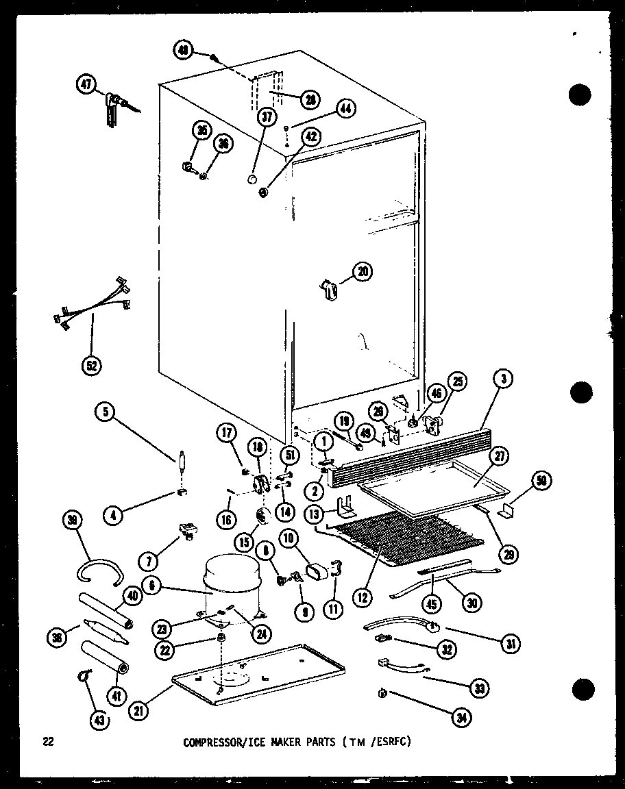 COMPRESSOR/ICE MAKER PARTS (TM/ESRFC) (ESRFC514D/P73953-11W) (ESRFC516D/P73953-12W) (ESRFC16D/P73953-13W) (ESRFC14D/P73953-14W) (TM14D/P73953-21W) (TM16D/P73953-22W)