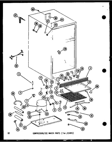 Compressor/ice maker parts (tm/esrfc) (esrfc514d/p73953-11w) (esrfc516d/p73953-12w) (esrfc16d/p73953-13w) (esrfc14d/p73953-14w) (tm14d/p73953-21w) (tm16d/p73953-22w)