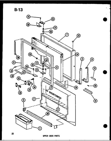 Upper door parts (tr20f-l/p75288-14wl) (tr20f/p75288-14w) (tr20f-g/p75288-14wg) (tr20f-c/p75288-14wc) (tr20f-a/p75288-14wa) (tm20f-g/p75288-4wg) (tm20f-a/p75288-4wa) (tm20f-c/p75288-4wc) (tm20f-l/p75288-4wl) (tm20f/p75288-4w) (tc20f-c/p75288-8wc) (tc20f/p
