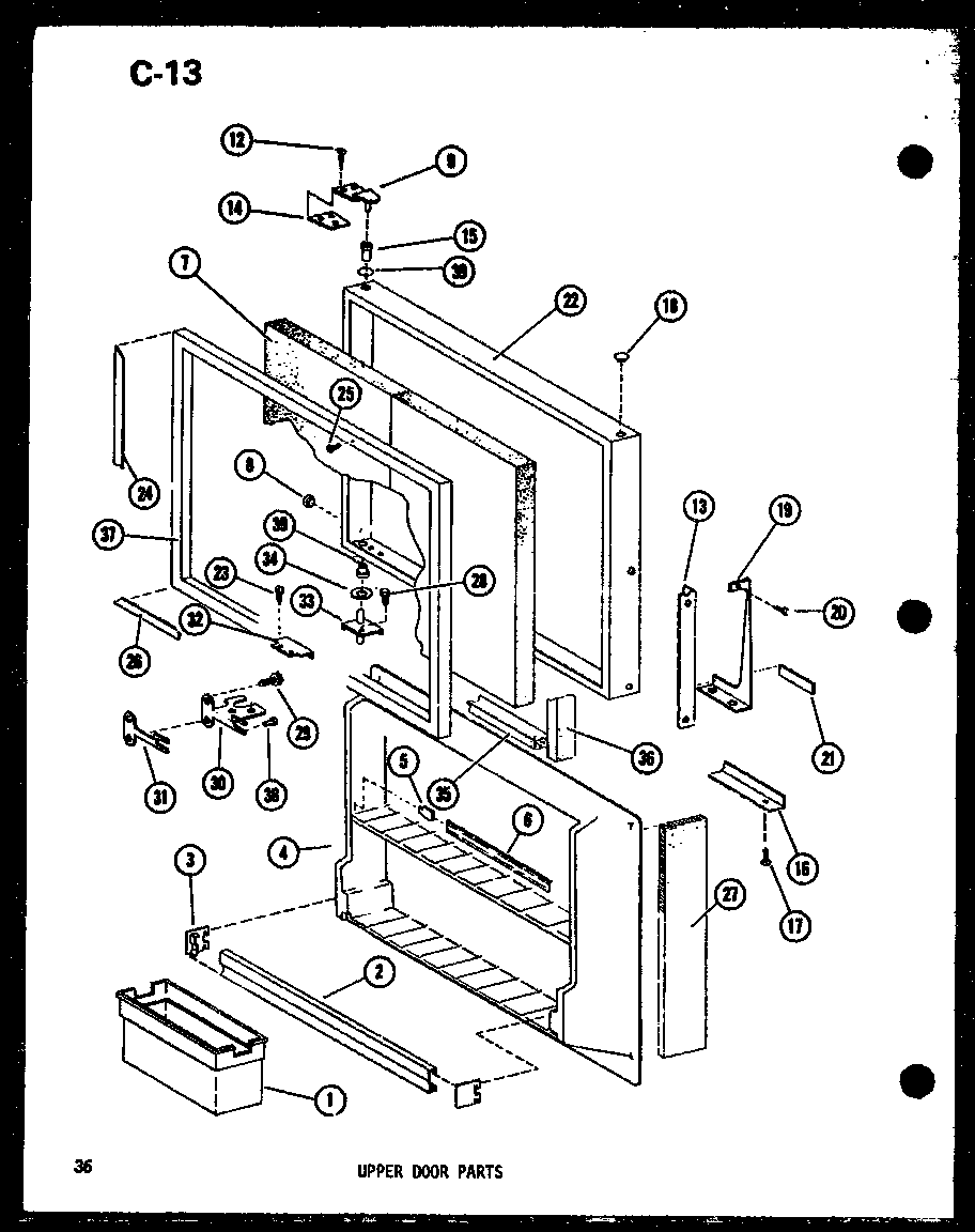 Upper door parts (td23f-c/p75288-6wc) (td23f/p75288-6w) (td23f-a/p75288-6wa) (td23f-l/p75288-6wl) (td23f-g/p75288-6wg)