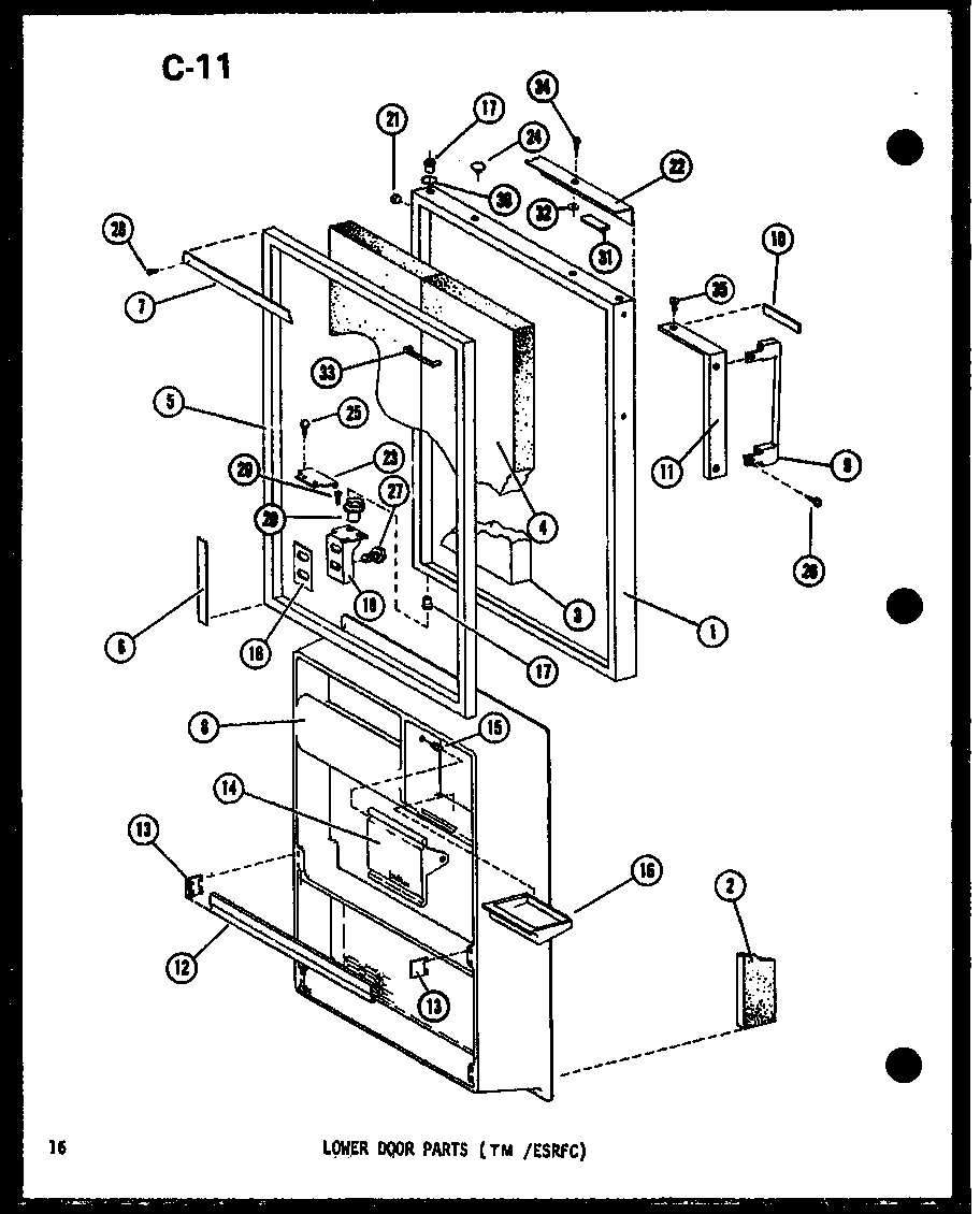 LOWER DOOR PARTS (TM /ESRFC) (ESRFC-14F-L/P75658-3WL) (ESRFC-14F-A/P75658-3WA) (ESRFC-14F-G/P75658-3WG) (ESRFC-14F-C/P75658-3WC) (ESRFC-16F-C/P75658-5WC) (ESRFC-16F/P75658-5W) (ESRFC-16F-A/P75658-5WA) (ESRFC-16F-L/P75658-5WL) (ESRFC-16F-G/P75658-5WG) (TM1