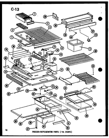 Freezer-refrigerator parts (tm /esrfc) (esrfc-14f-l/p75658-3wl) (esrfc-14f-a/p75658-3wa) (esrfc-14f-g/p75658-3wg) (esrfc-14f-c/p75658-3wc) (esrfc-16f-c/p75658-5wc) (esrfc-16f/p75658-5w) (esrfc-16f-a/p75658-5wa) (esrfc-16f-l/p75658-5wl) (esrfc-16f-g/p75658
