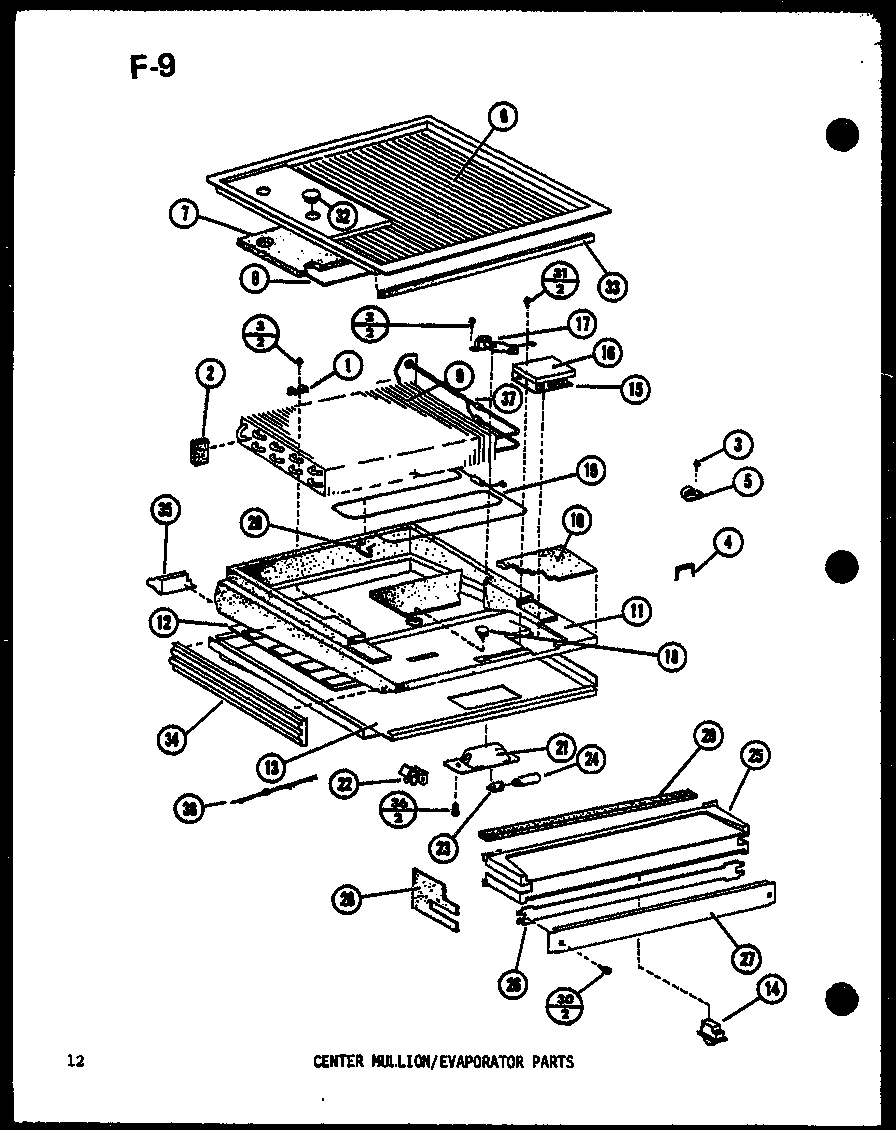 CENTER MULLION/EVAPORATOR PARTS (TM14G-1-C/P75658-13WC) (TM14G-1/P75658-13W) (TM14G-1-L/P75658-13WL) (TM14G-1-A/P75658-13WA) (TM14G-1-G/P75658-13WG) (TM16F-1/P75658-12W) (TM16F-1-G/P75658-12WG) (TM16F-1-A/P75658-12WA) (TM16F-1-C/P75658-12WC) (TM16F-1-L/P7