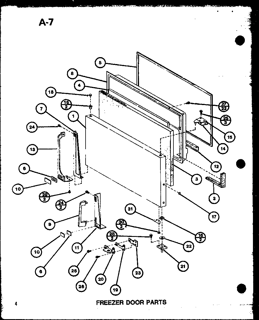 Freezer door parts (tm16g/p75535-7w) (tr16g/p75535-8w)