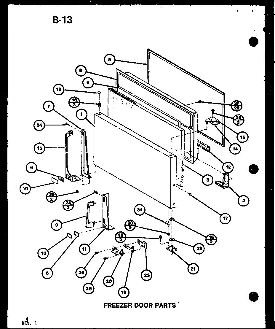 Freezer door parts (tc20g/p75535-15w) (tr20g/p75535-16w) (tm20g/p75535-17w) (tc20g/p76512-11w)
