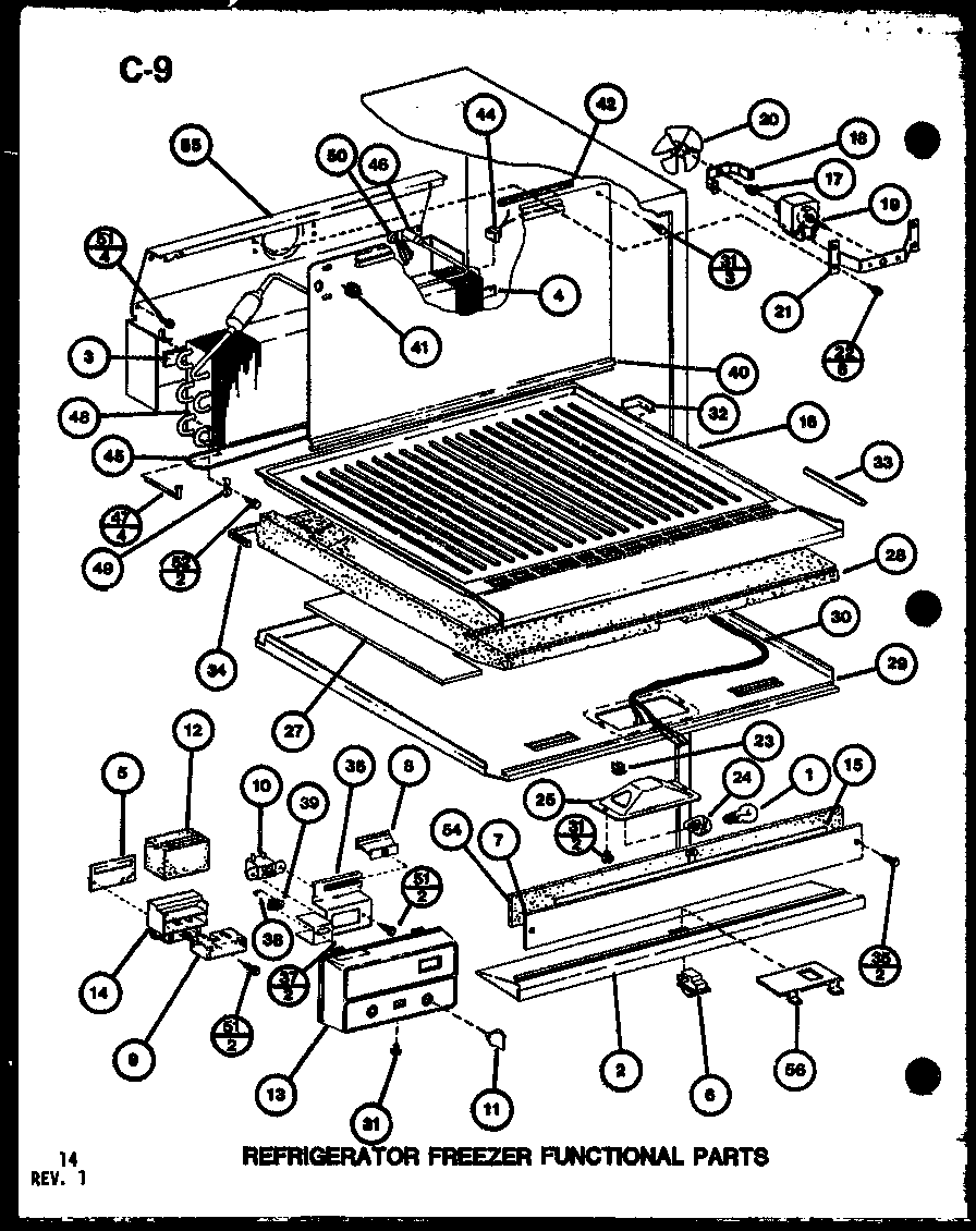 Refrigerator freezer functional parts (tc20g/p75535-15w) (tr20g/p75535-16w) (tm20g/p75535-17w) (tc20c/p76512-11w)