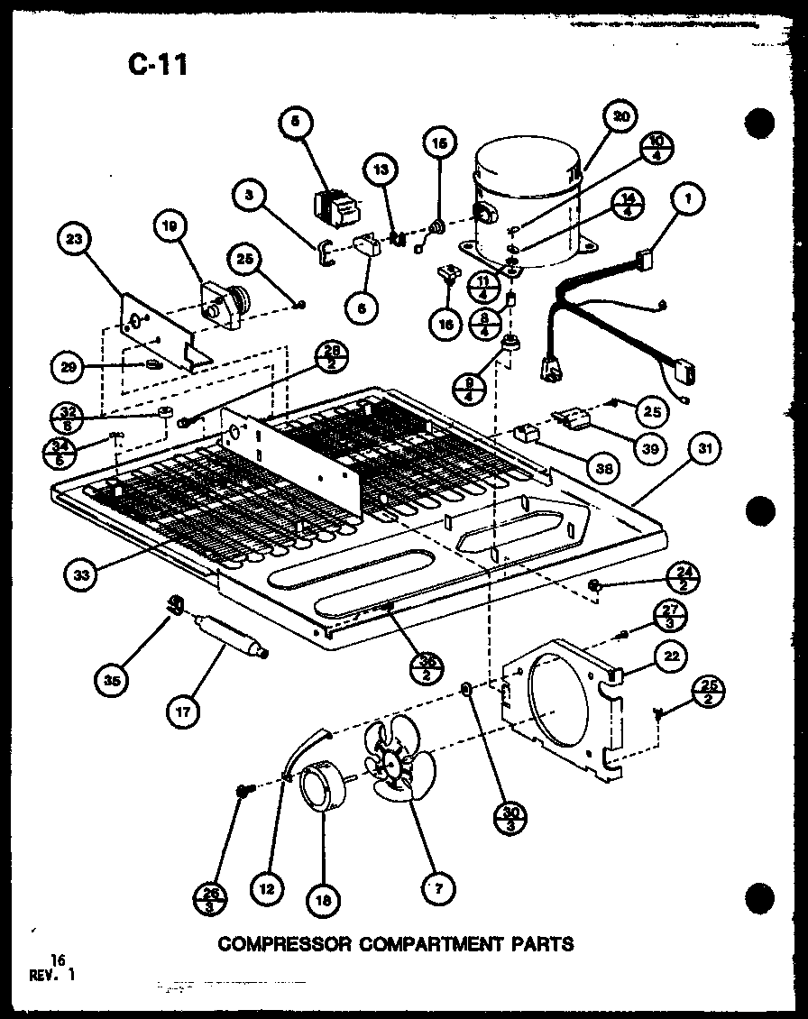 Compressor compartment parts (tc20g/p75535-15w) (tr20g/p75535-16w) (tm20g/p75535-17w) (tc20g/p76512-11w)