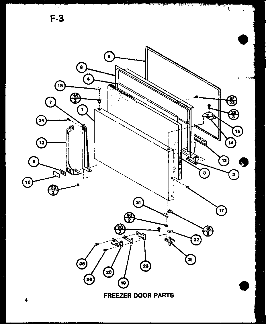 Freezer door parts (tl18g/p76512-6w) (tli18g/p76512-7w) (tl18g/p76512-24w) (tli18g/p76512-25w)