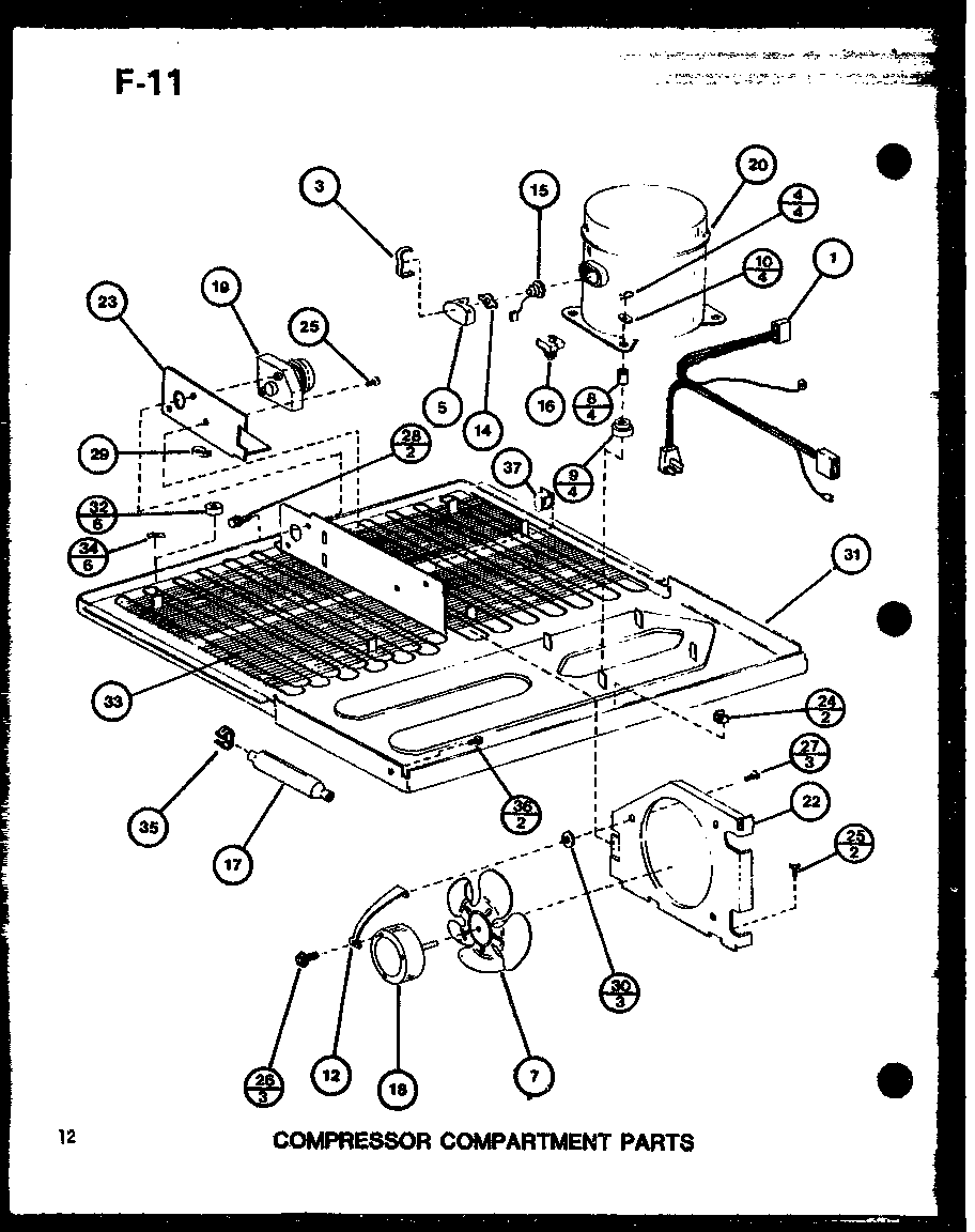Compressor compartment parts (tl18g/p76512-6w) (tli18g/p76512-7w) (tl18g/p76512-24w) (tli18g/p76512-25w)