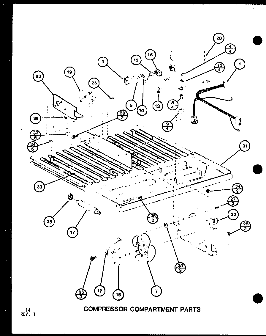 COMPRESSOR COMPARTMENT PARTS (TM16G/P76512-17W) (TM16G/P76512-18W) (TM16SPG/P76512-21W) (TM16G1/P76512-28W)