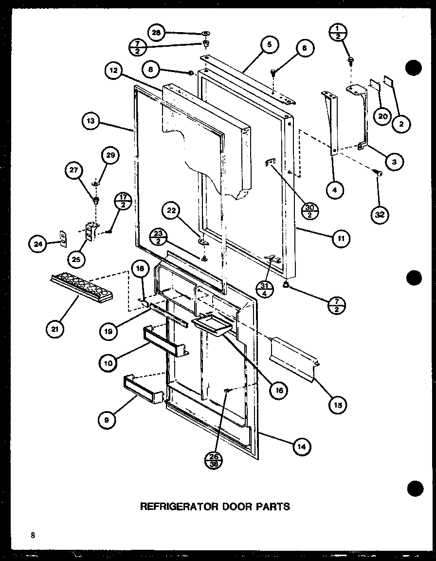 Refrigerator door parts (tl18h/p77110-19w) (tl18h/p77110-20w) (tli18h/p77110-21w) (tli18h/p77110-22w)