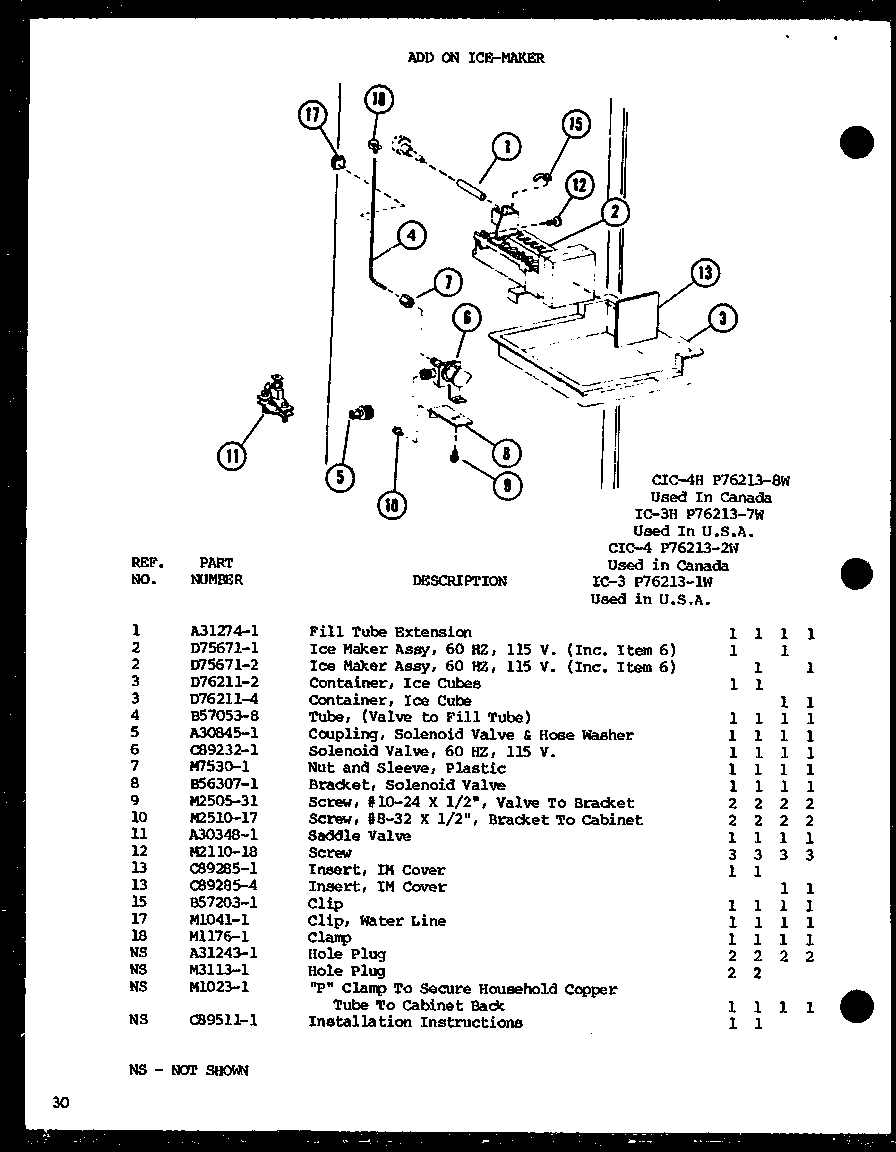 Add on ice-maker (ic-3/p76213-1w) (cic-4/p76213-2w) (ic-3h/p76213-7w) (cic-4h/p76213-8w)