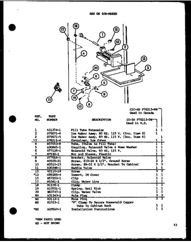 Add on ice-maker (ic-3h/p76213-5w) (cic-4h/p76213-6w)