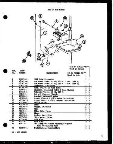 Add on ice-maker (ic-3h/p76213-5w) (cic-4h/p76213-6w)