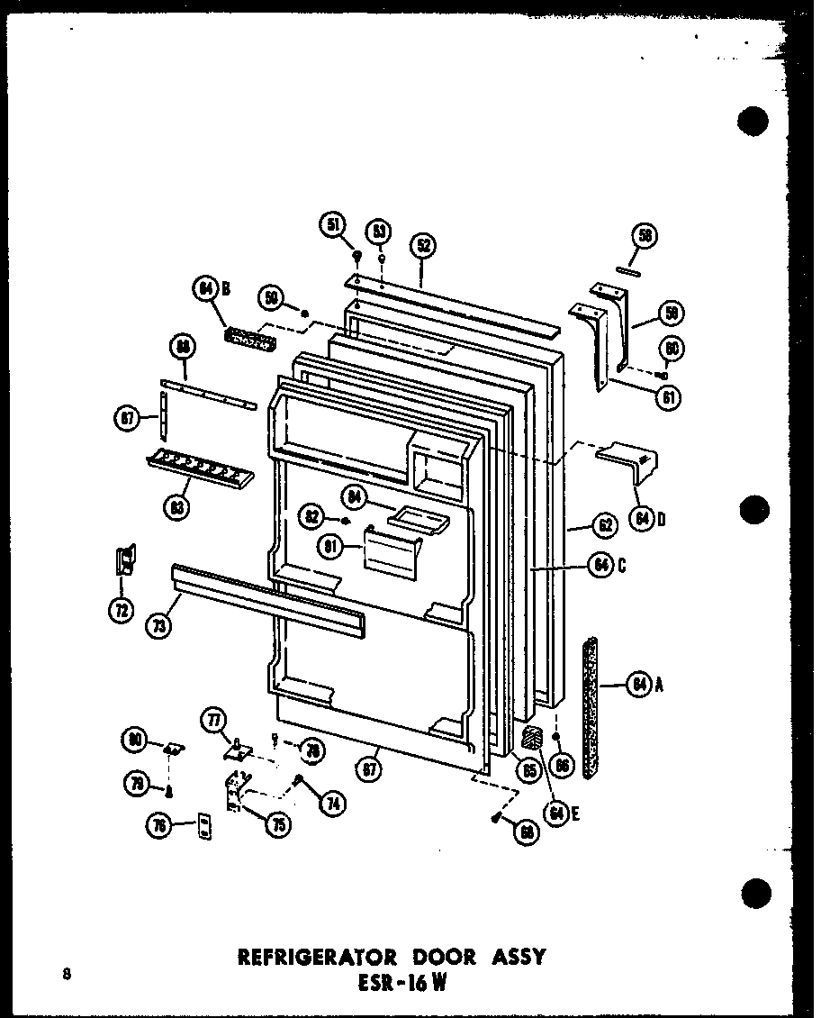 REFRIGERATOR DOOR ASSY ESR-16W (ESR-16W/P60303-51W) (ESR-16W-AG/P60303-51WG) (ESR-16W-C/P60303-51WC) (ESR-16W-A/P60303-51WA)