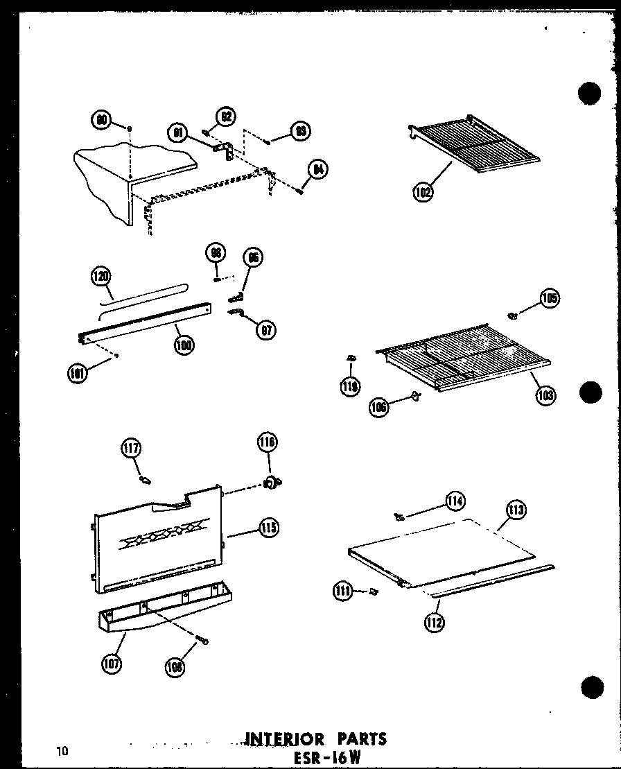 Interior parts esr-16w (esr-16w/p60303-51w) (esr-16w-ag/p60303-51wg) (esr-16w-c/p60303-51wc) (esr-16w-a/p60303-51wa)