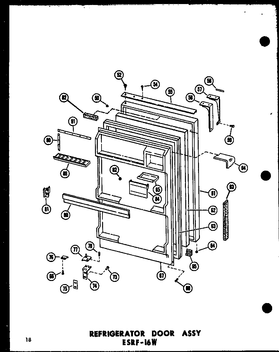 REFRIGERATOR DOOR ASSY ESRF-16W (ESRF-16W-A/P60303-52WA) (ESRF-16W-C/P60303-52WC) (ESRF-16W-AG/P60303-52WG) (ESRF-16W/P60303-52W)