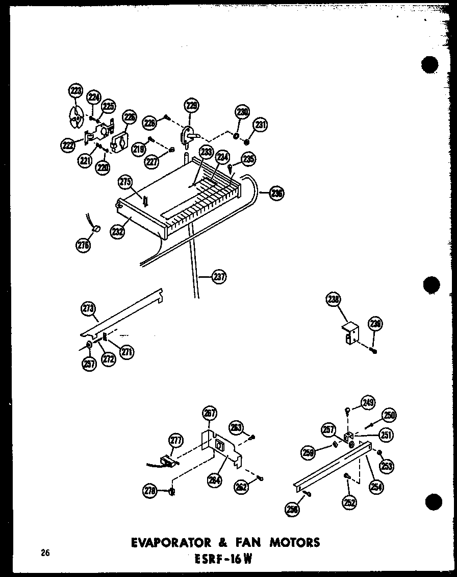 EVAPORATOR & FAN MOTORS ESRF-16W (ESRF-16W-A/P60303-52WA) (ESRF-16W-C/P60303-52WC) (ESRF-16W-AG/P60303-52WG) (ESRF-16W/P60303-52W)