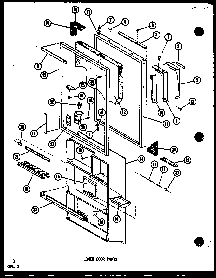 LOWER DOOR PARTS (TD523E-C/P75288-1WC) (TD523E/P75288-1W) (TD523E-A/P75288-1WA) (TD523E-L/P75288-1WL) (TD523E-G/P75288-1WG) (TD518E/P75288-2W)