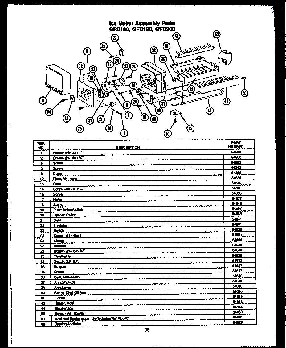 Ice maker parts (gfd160) (gfd180) (gfd200)