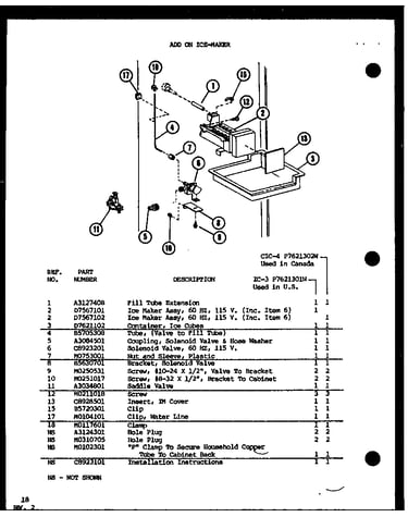 Add on ice-maker (ic-3/p7621301w) (cic-4/p7621302w)