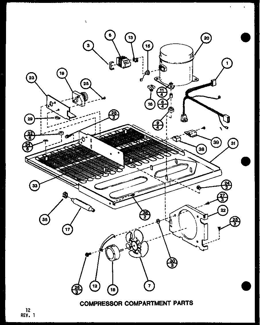 Compressor compartment parts (tl20g/p75535-18w) (tli20g/p75535-19w) (tl20g/p76512-26w) (tli20g/p76512-27w)