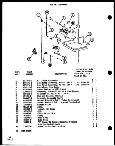 Add on ice-maker (ic-3/p76213-1w) (cic-4/p76213-2w)