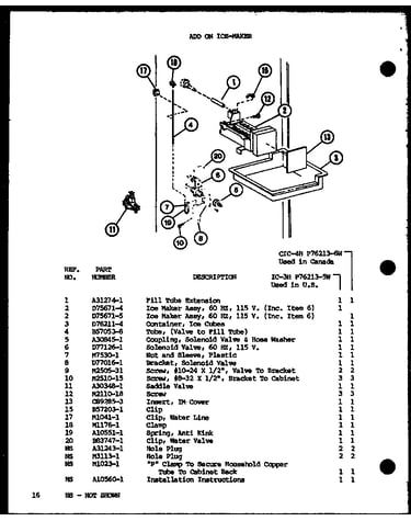 Add on ice-maker (ic-3h/p76213-5w) (cic-4h/p76213-6w)