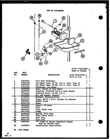 Add on ice-maker (ic3h/p7621305w) (cic4h/p7621306w)