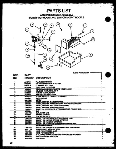 Add-on ice maker assembly for 32" top mount and bottom mount
