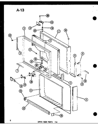 Upper door parts tm (tm16d-c/p74645-7wc) (tm16d/p74645-7w) (tm16d-a/p74645-7wa) (tm16d-l/p74645-7wl) (tm16d-g/p74645-7wg)