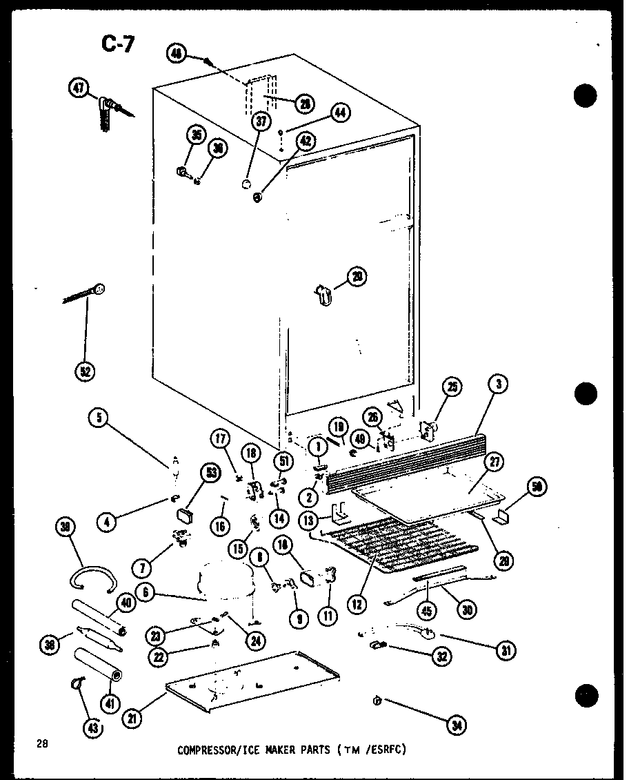 COMPRESSOR/ICE MAKER PARTS (TM /ESRFC) (ESRFC-14D/P73935-25W) (ESRFC14D-G/P73953-25WG) (ESRFC14D-A/P73953-25WA) (ESRFC14D-C/P73953-25WC) (ESRFC14D/P73953-25W) (ESRFC14D-L/P73953-25WL) (ESRFC14D-A/P74645-3WA) (ESRFC14D-G/P74645-3WG) (ESRFC14D-C/P74645-3WC)