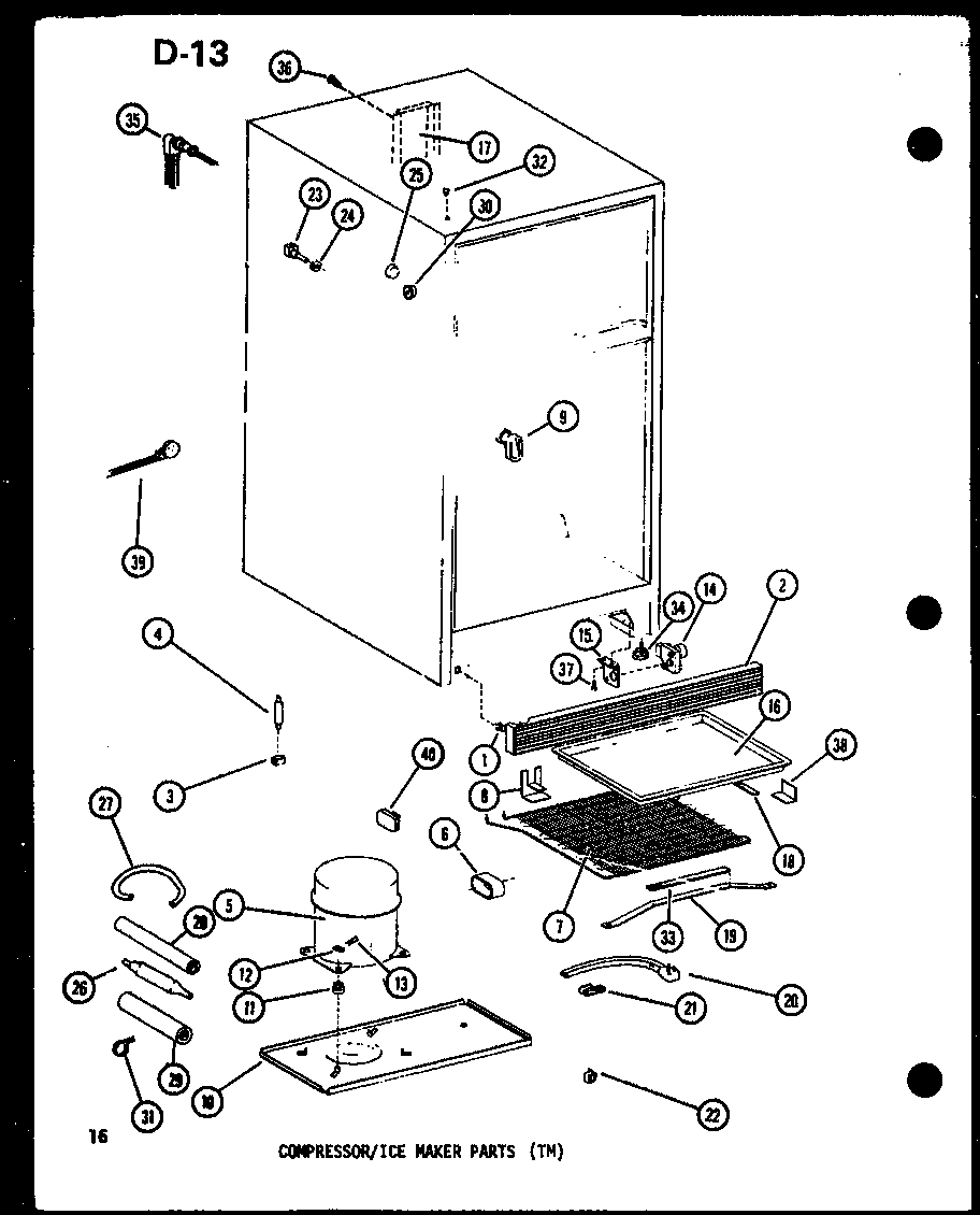 COMPRESSOR/ICE MAKER PARTS (TM) (TM14E-C/P74645-11WC) (TM14E-A/P74645-11WA) (TM14E-G/P74645-11WG) (TM14E/P74645-11W) (TM14E-L/P74645-11WL) (TM16E-L/P74645-13WL) (TM16E/P74645-13W) (TM16E-G/P74645-13WG) (TM16E-C/P74645-13WC) (TM16E-A/P74645-13WA)