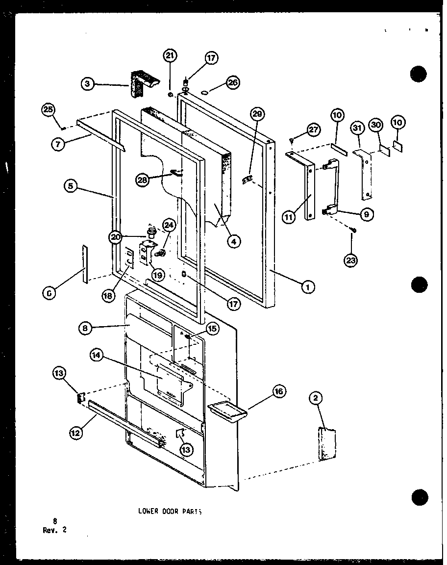 LOWER DOOR PARTS (TM-516F-C/P75658-6WC) (TM-516F-A/P75658-6WA) (TM-516F-G/P75658-6WG) (TM-516F/P75658-6W) (TM-516F-L/P75658-6WL) (TM-516E-C/P74645-15WC) (TM-516E/P74645-15W) (TM-516E-A/P74645-15WA) (TM-516E-L/P74645-15WL) (TM-516E-G/P74645-15WG) (TM-516F-