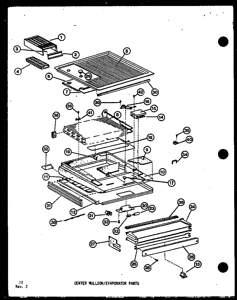 CENTER MULLION/EVAPORATOR PARTS (TM-516F-C/P75658-6WC) (TM-516F-A/P75658-6WA) (TM-516F-G/P75658-6WG) (TM-516F/P75658-6W) (TM-516F-L/P75658-6WL) (TM-516E-C/P74645-15WC) (TM-516E/P74645-15W) (TM-516E-A/P74645-15WA) (TM-516E-L/P74645-15WL) (TM-516E-G/P74645-